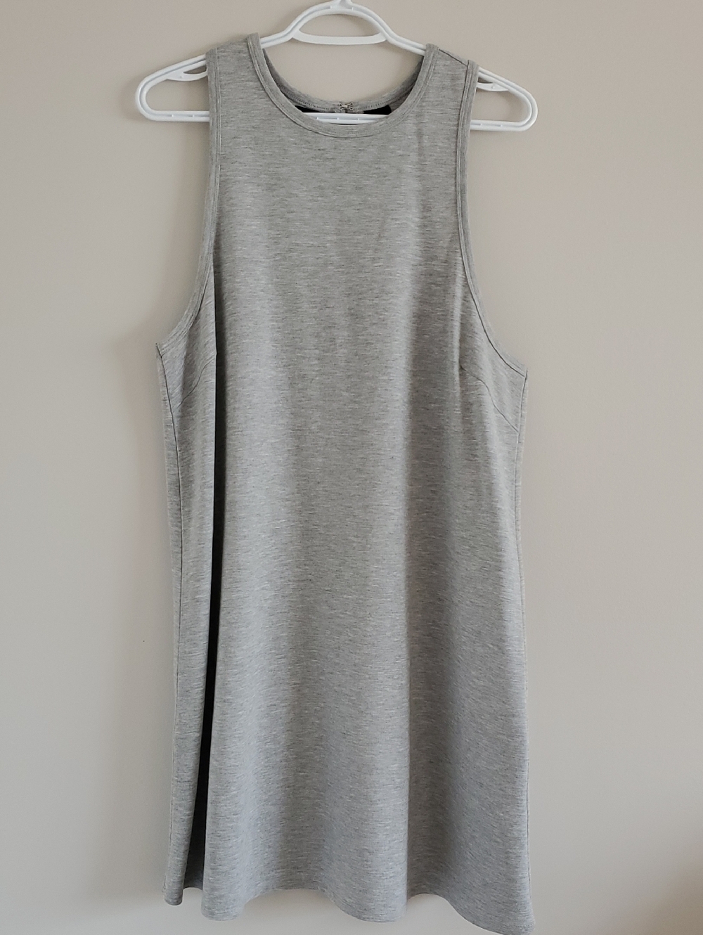Press Dress Gray Sleeveless Crew Neck Mini Feminine Dress With Back Zipper Sz XL